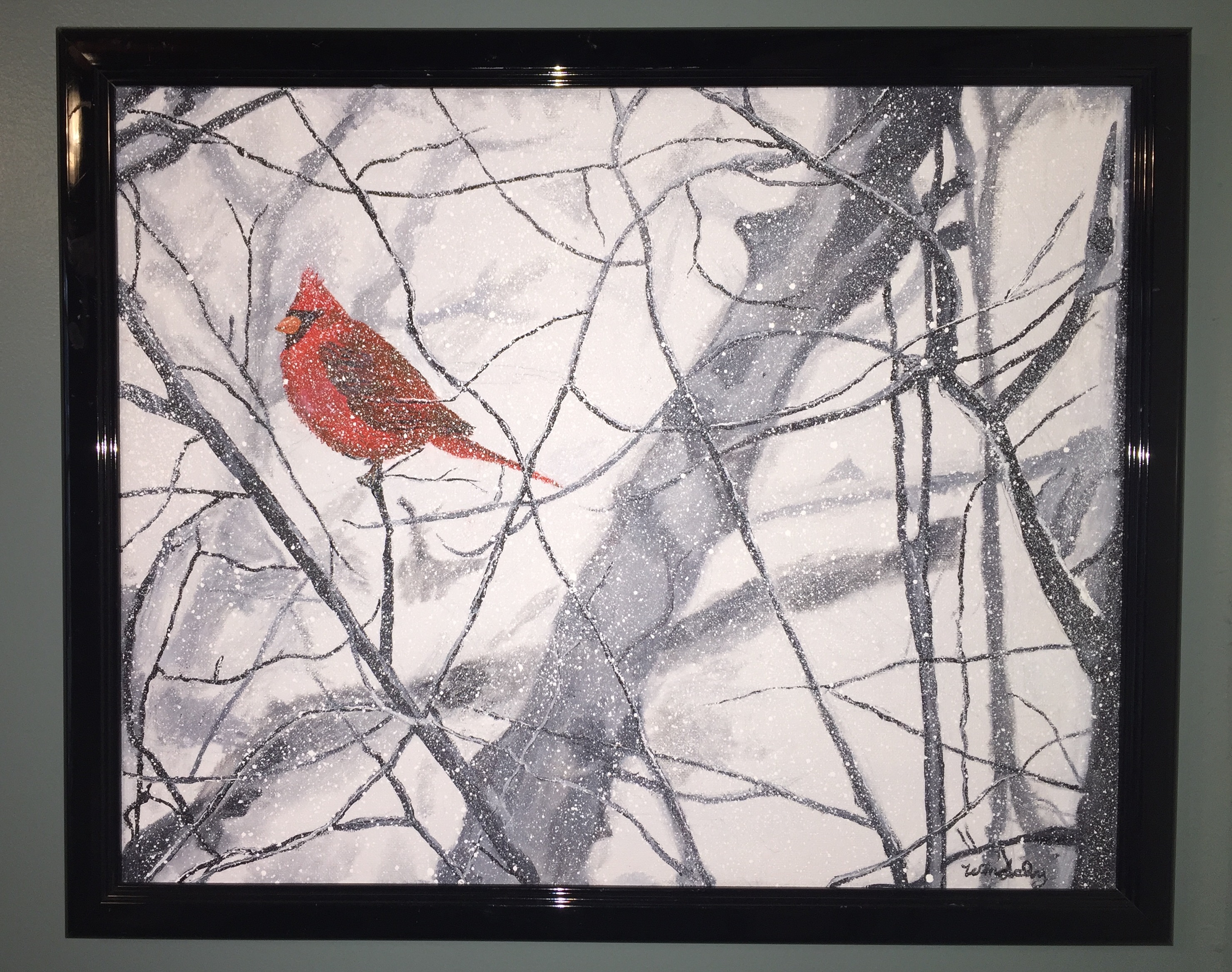 Cardinal in Tree with snow 5