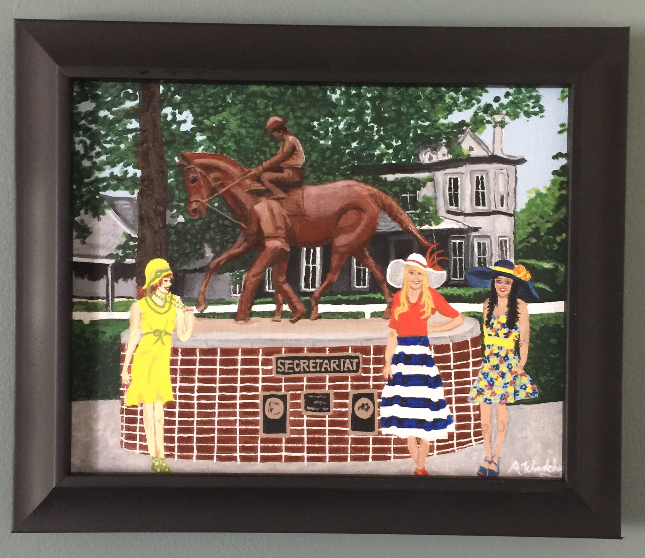 Ladies at the horse park framed