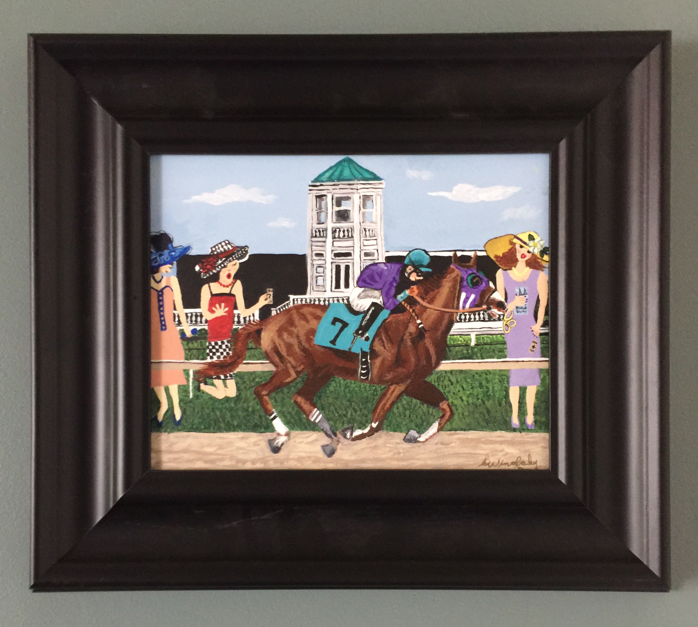 Ladies in the infield 8 x 19 acrylic framed 4-31-17