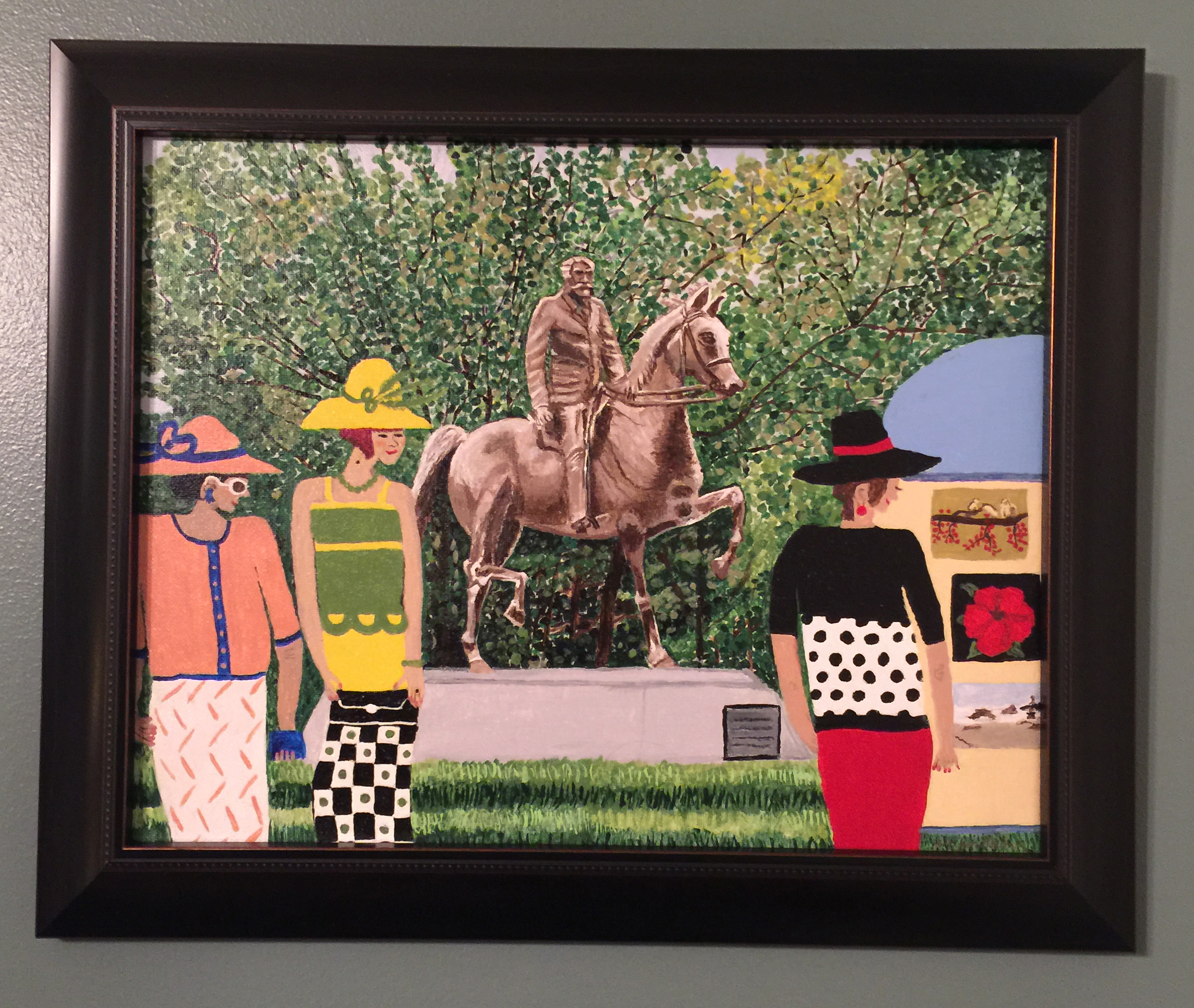 Three Ladies go to the Art Fair acrylic 11x 14 painting framed 4-1-17