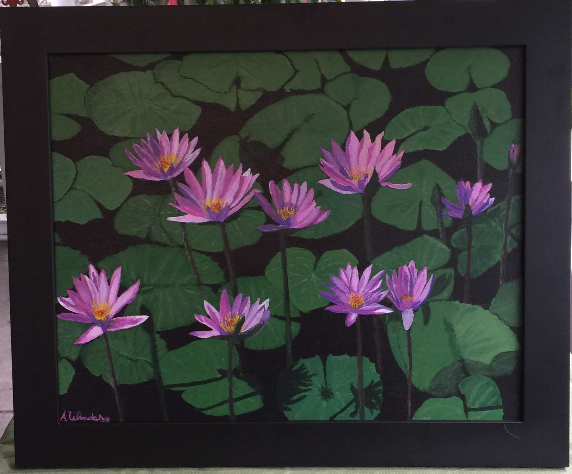 water lillies painting framed