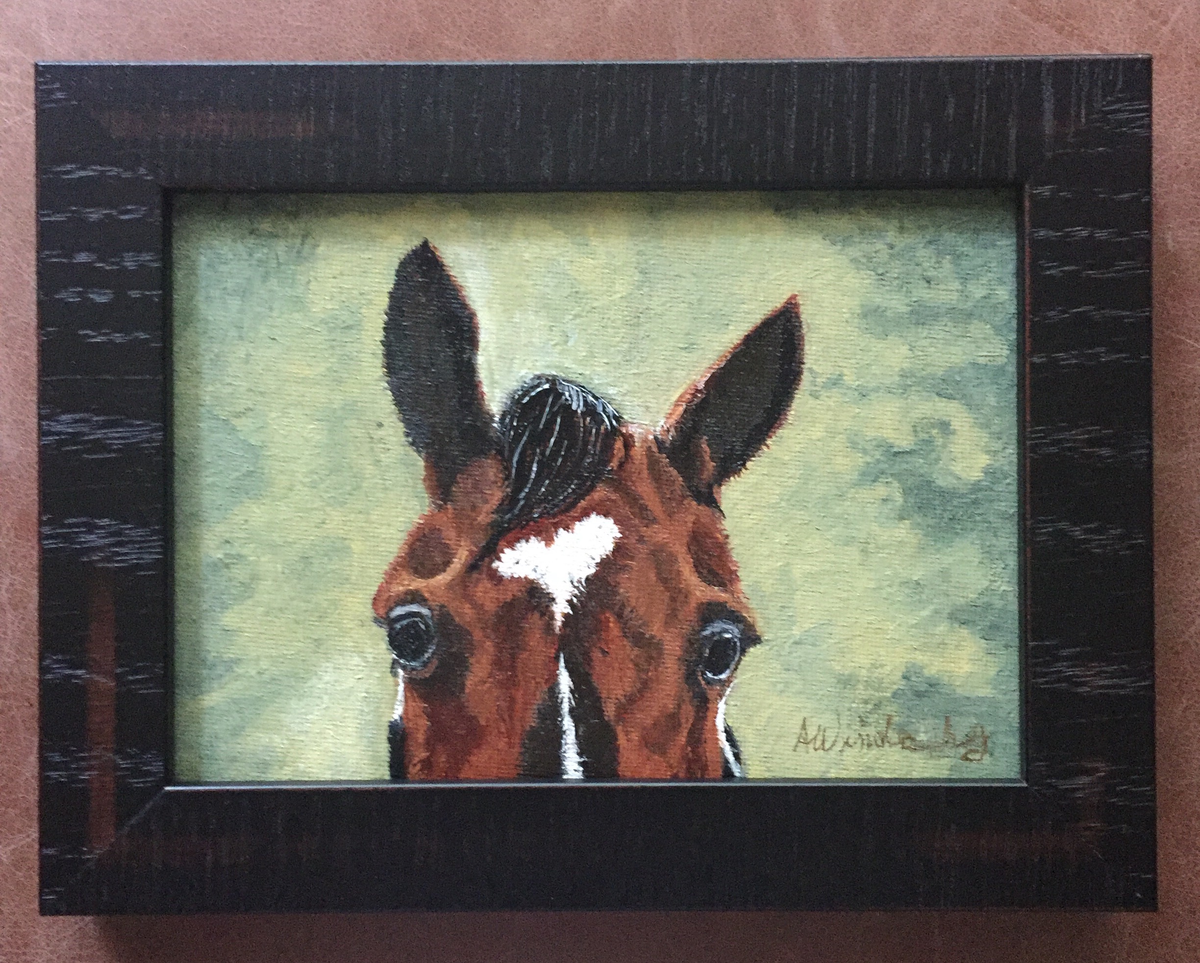 Horse Peaking framed
