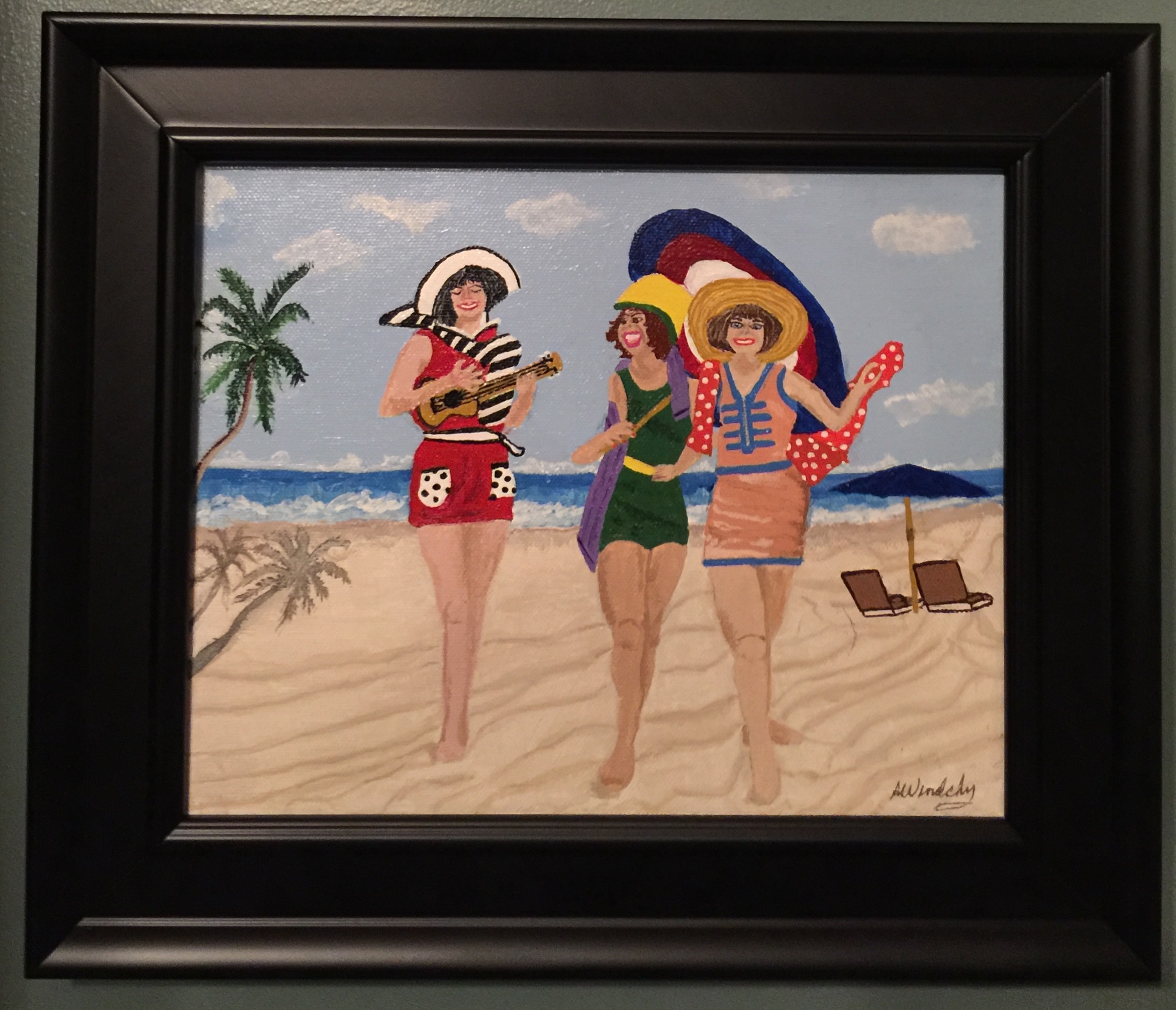 Ladies at beach 1930 framed 8-10-2017