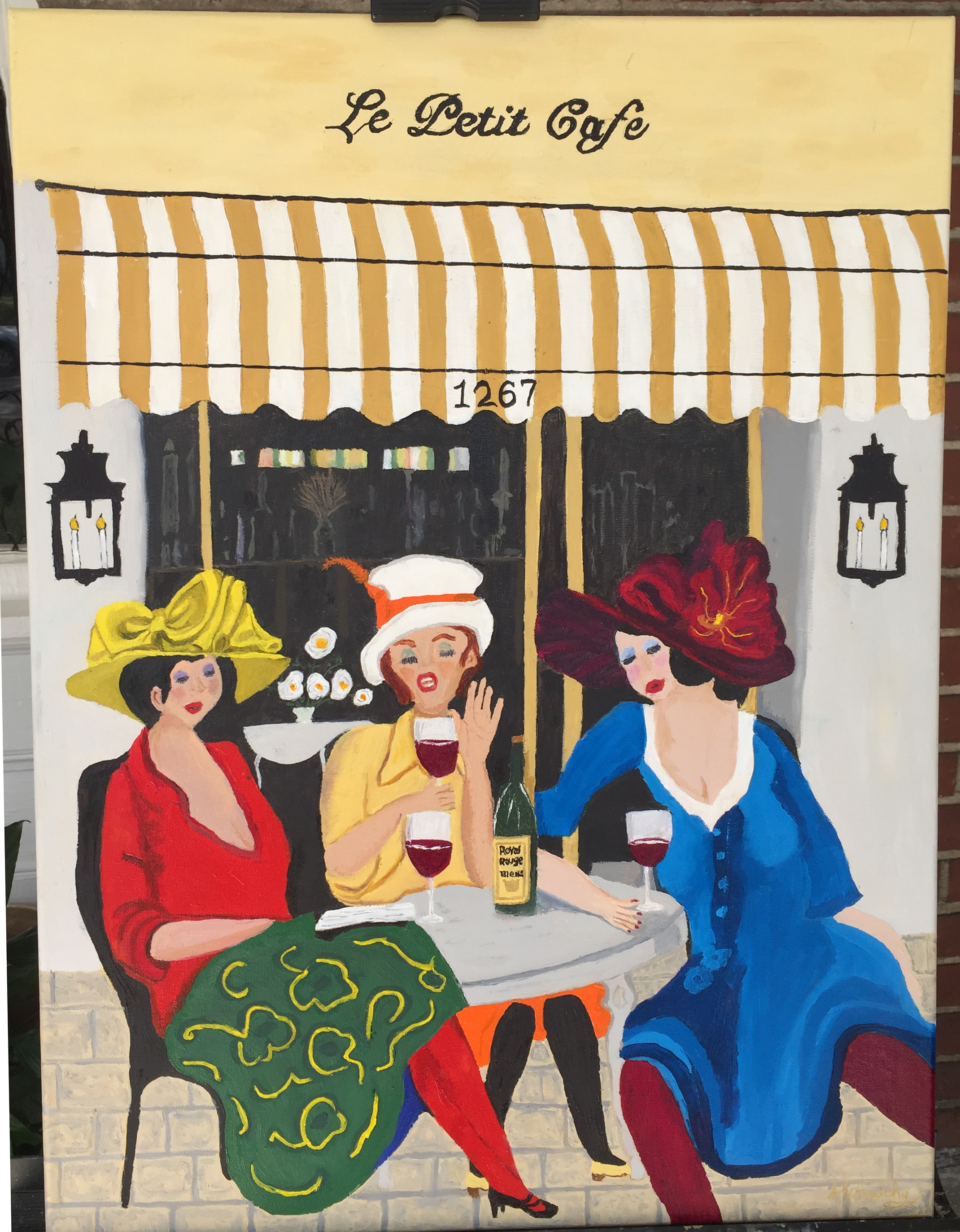 Ladies at Le Petit Cafe 18x24 Oil 9-2-17painting