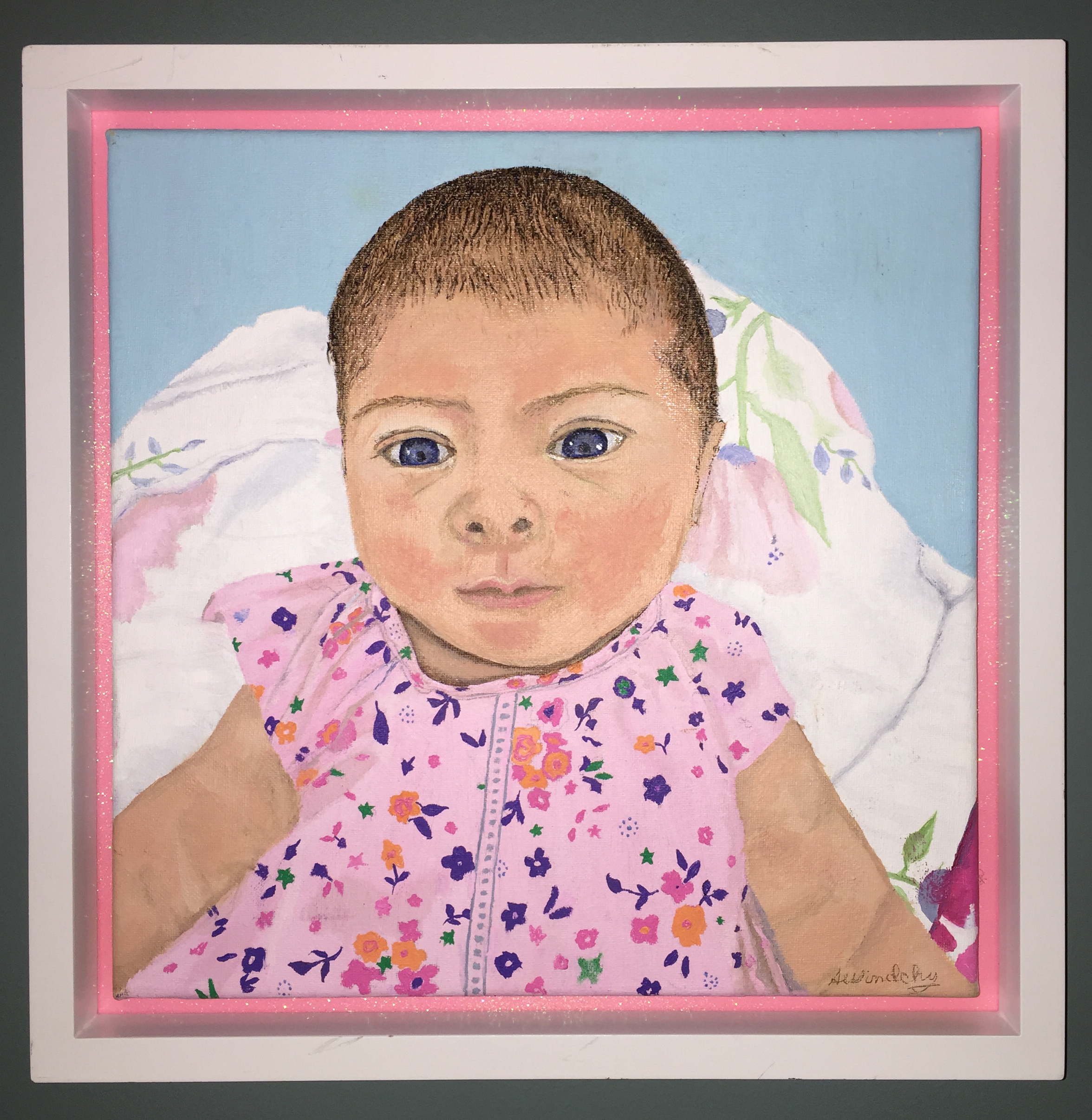 Violet 12 x 12 oil framed